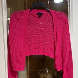 J Jason Wu pink crocheted open knit bolero open front sweater